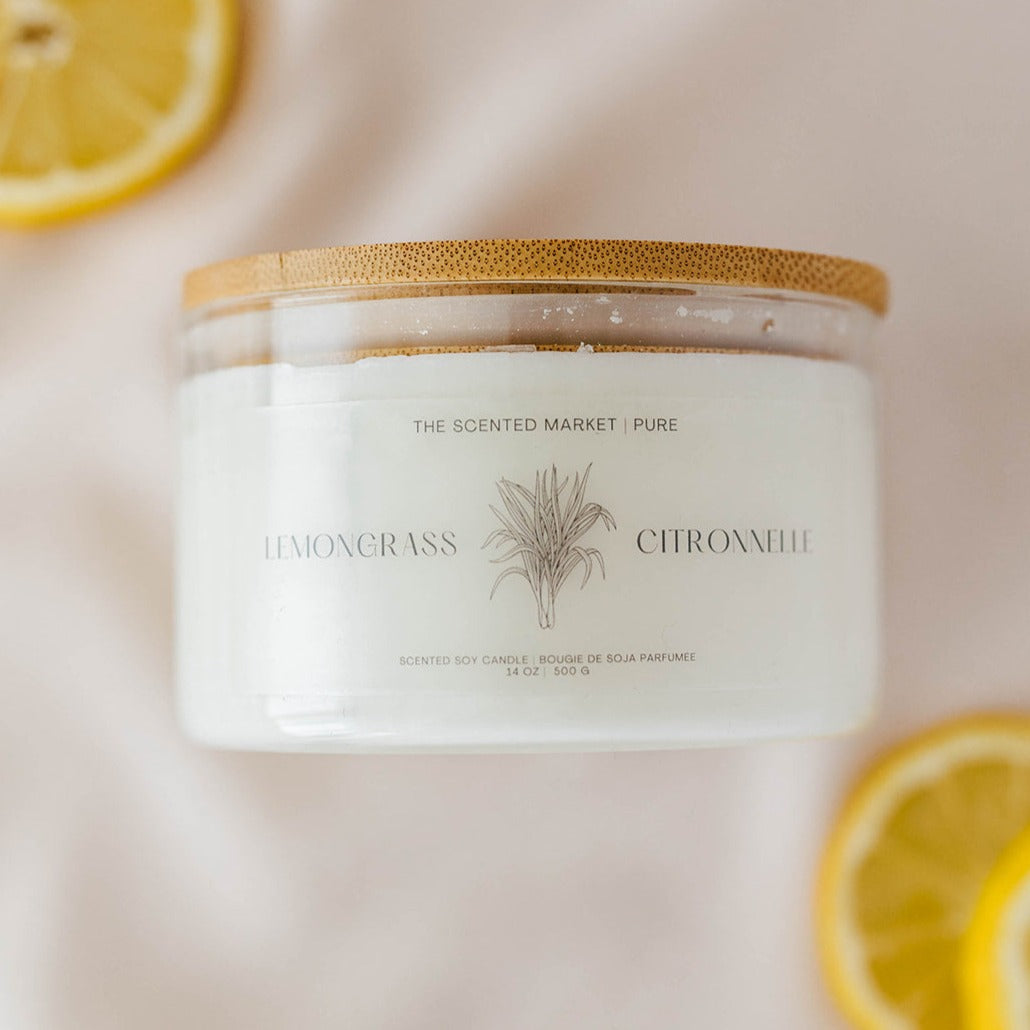 Pure LEMONGRASS Soy Wax Candle 14 oz - The Scented Market