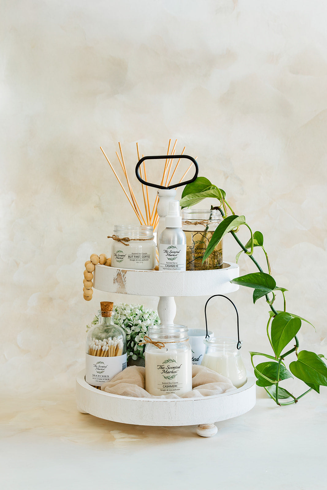 Two Tier Decorative Tray – Perfect White Centerpiece for Stylish Displays