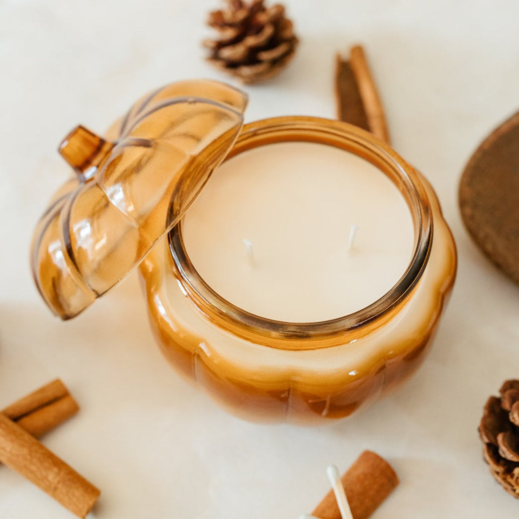 Orange Glass Pumpkin Soy Candle - The Scented Market