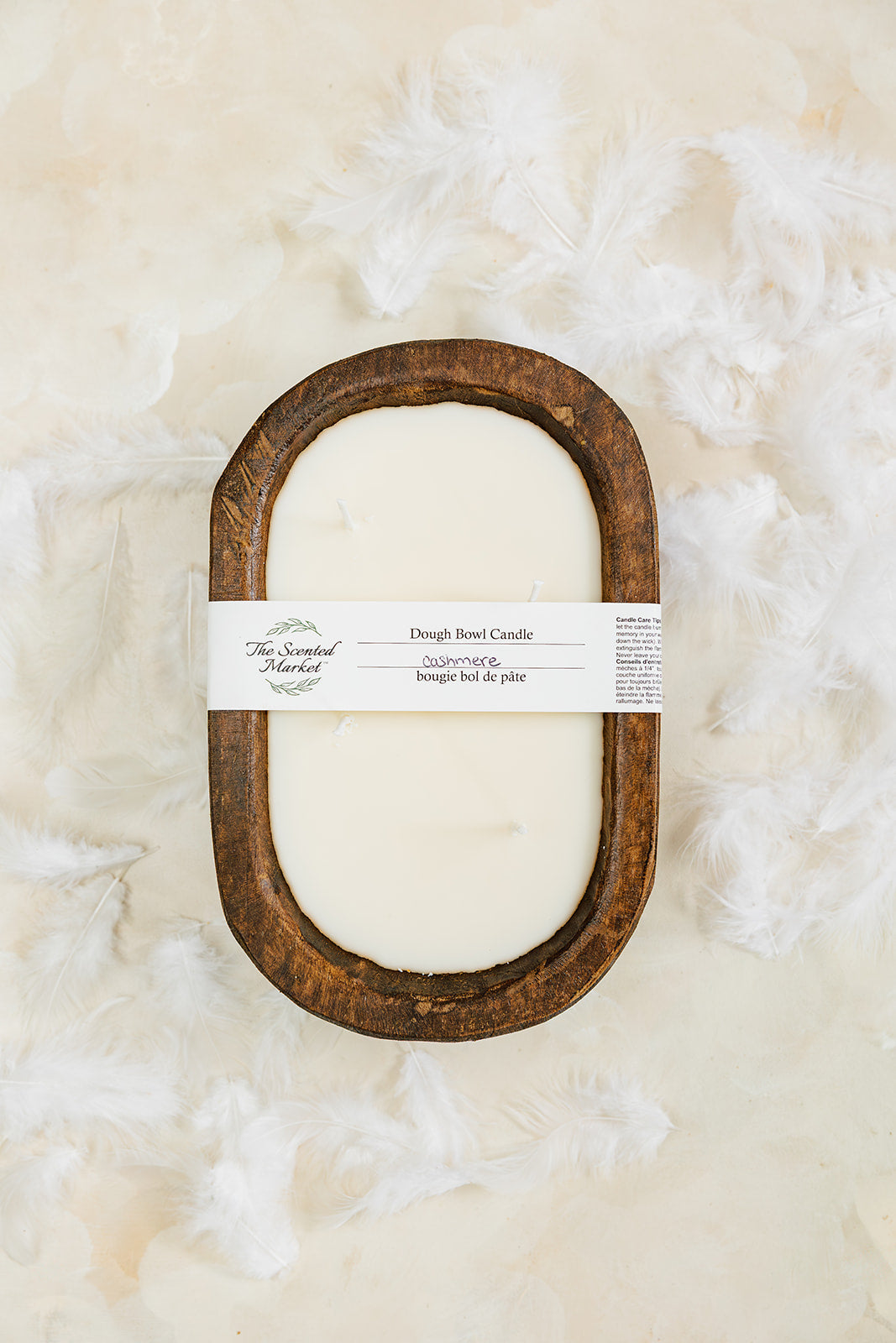 CASHMERE Dough Bowl Soy Candle | Handcrafted 4 Wick Wooden Candle