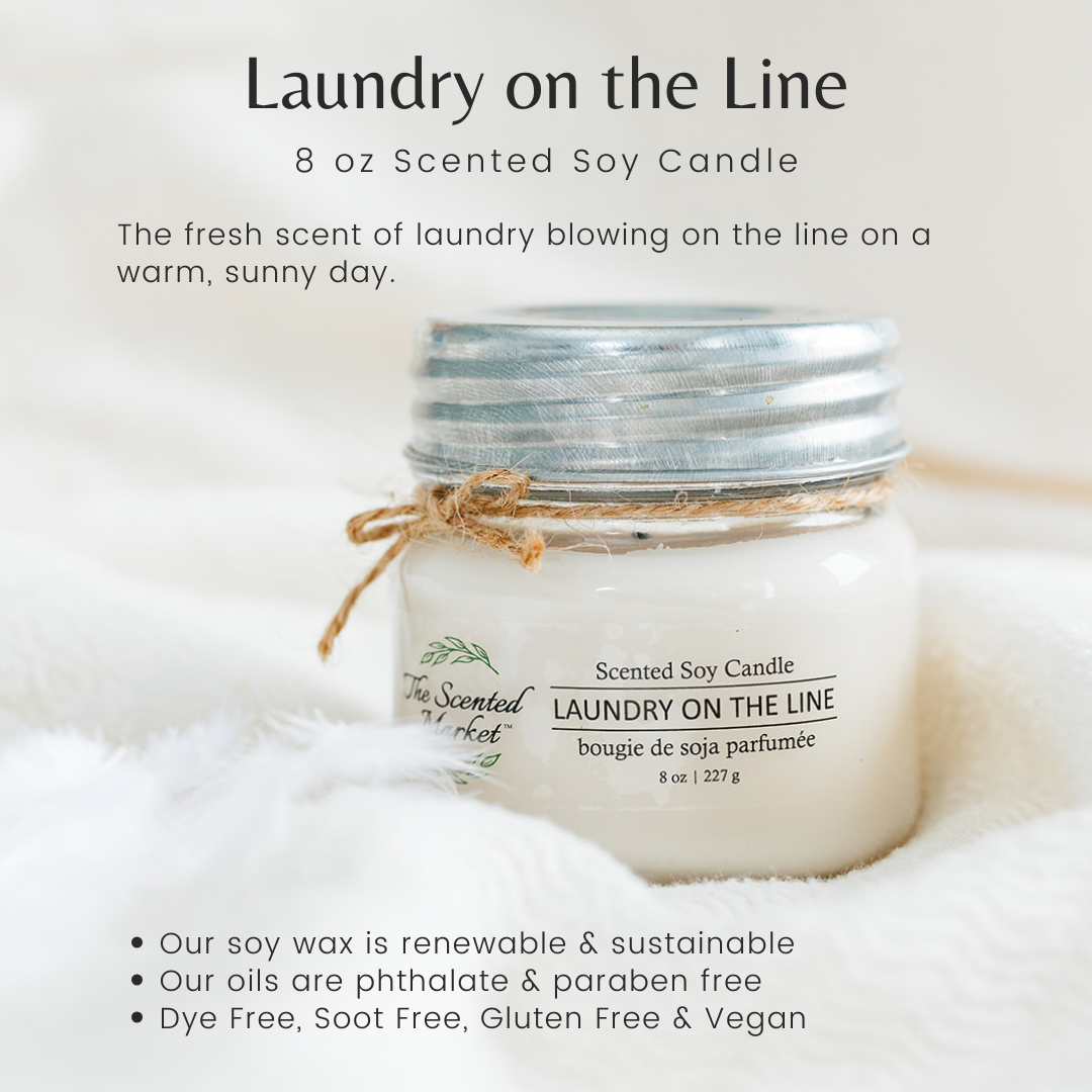 LAUNDRY ON THE LINE Soy Wax Candle 8 oz - The Scented Market