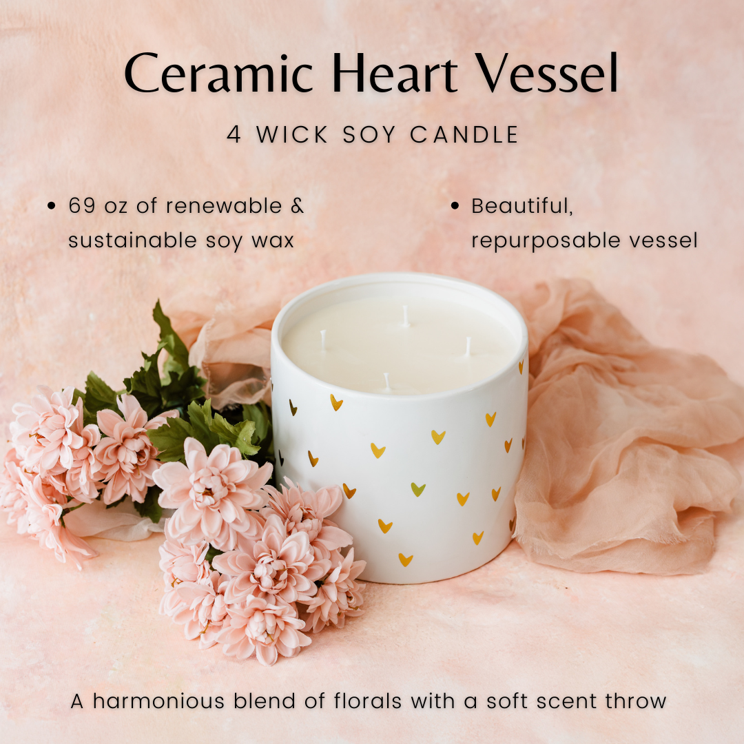 Ceramic Heart Vessel - 4 Wick