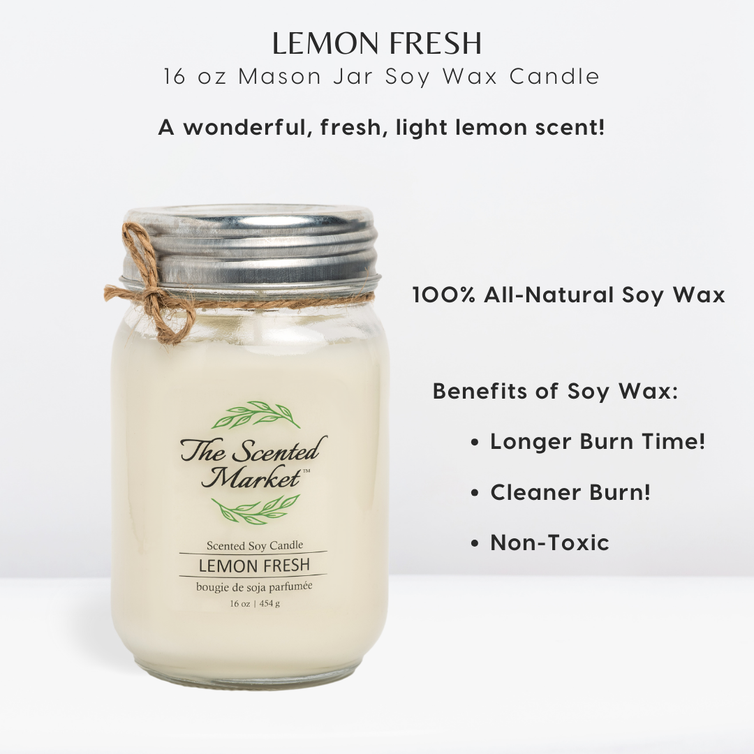 LEMON FRESH Soy Wax Candle 16 oz - The Scented Market