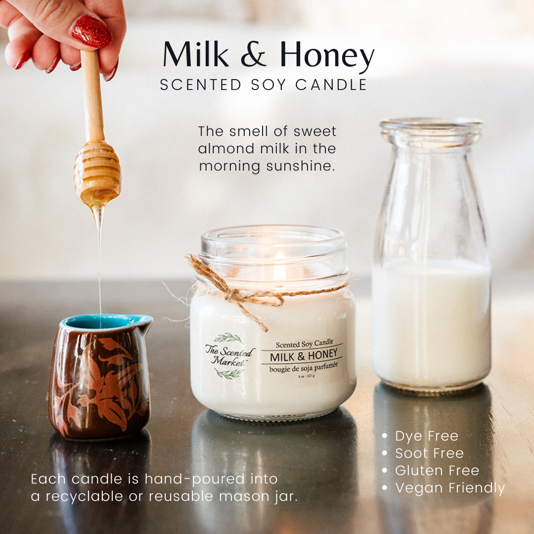 MILK & HONEY Soy Wax Candle 8 oz - The Scented Market