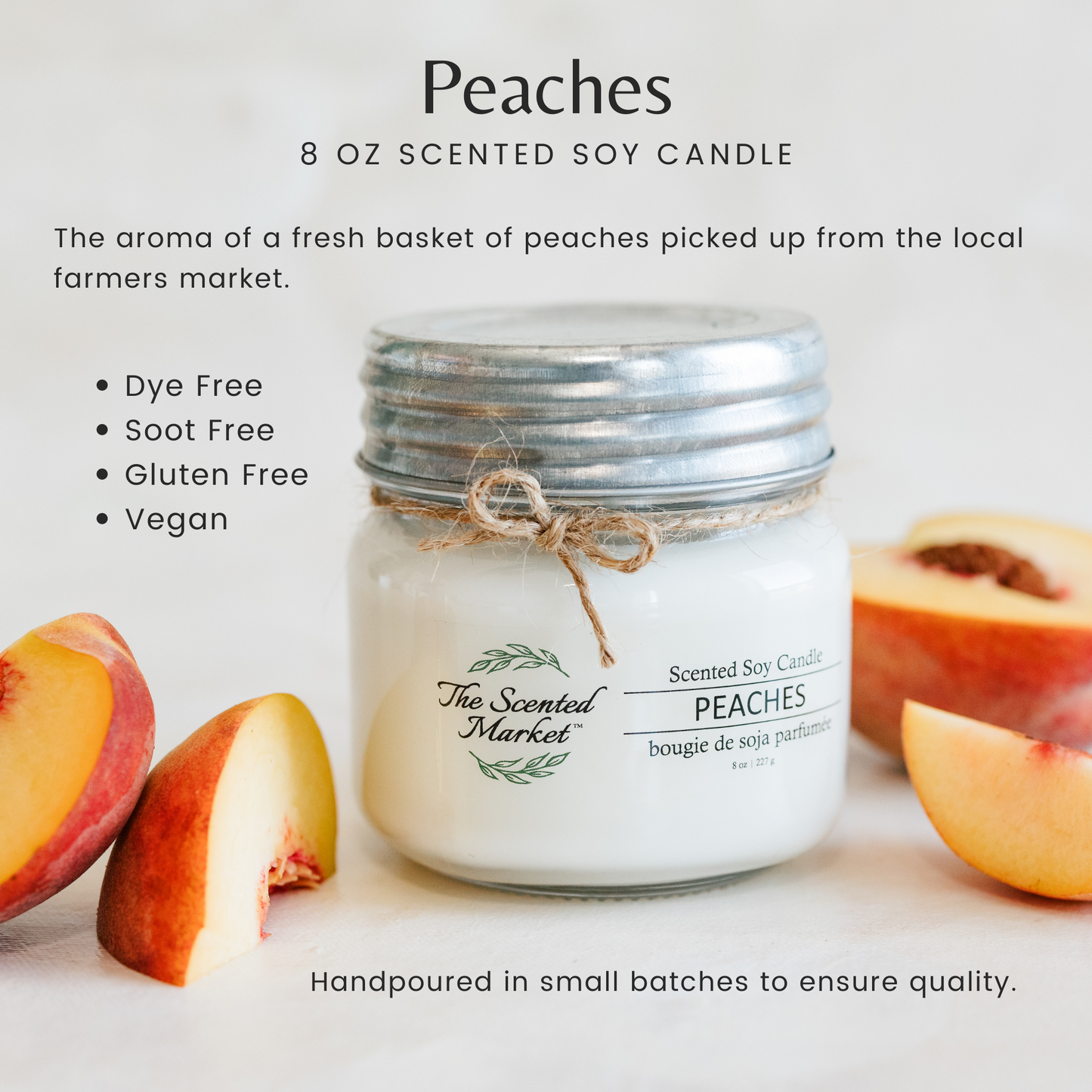 PEACHES Soy Wax Candle 8 oz - The Scented Market