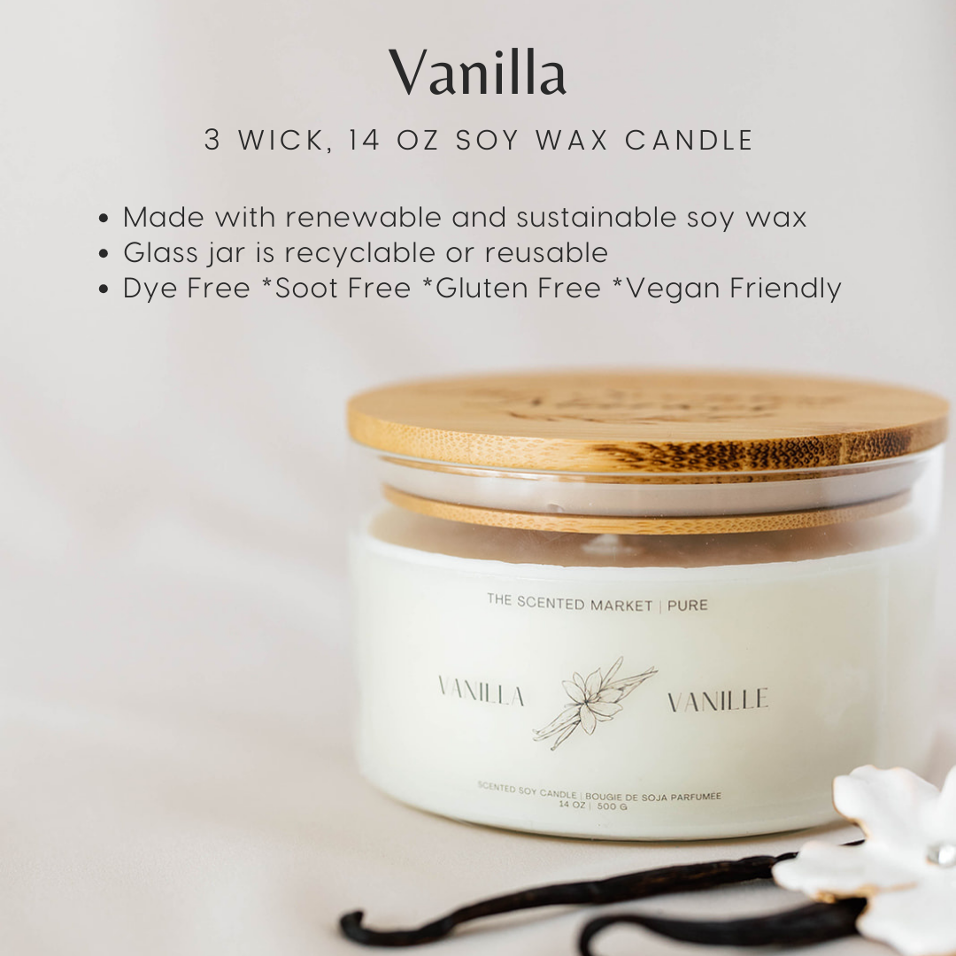 Pure VANILLA Soy Wax Candle 14 oz - The Scented Market