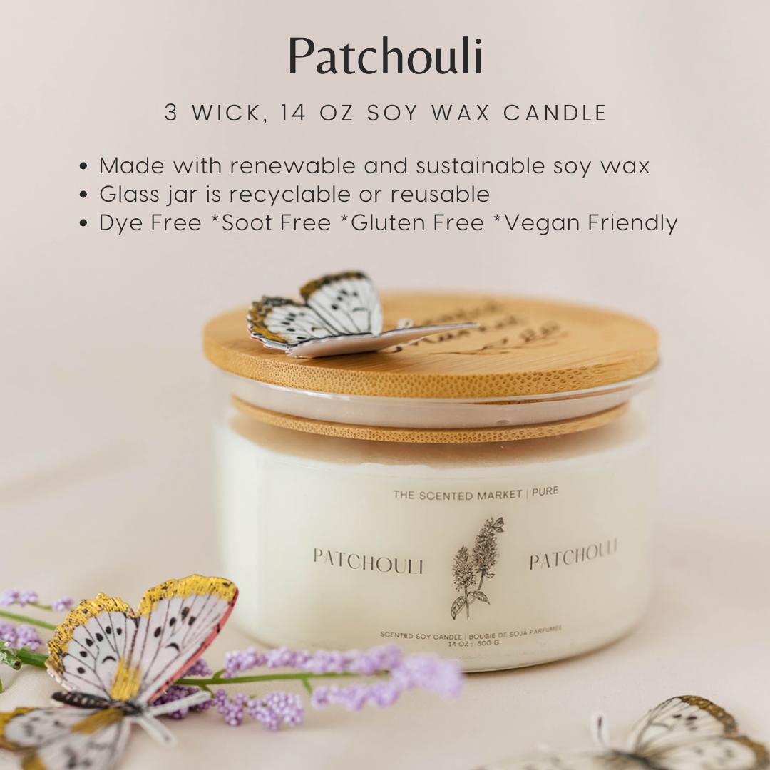 Pure PATCHOULI Soy Wax Candle 14 oz - The Scented Market