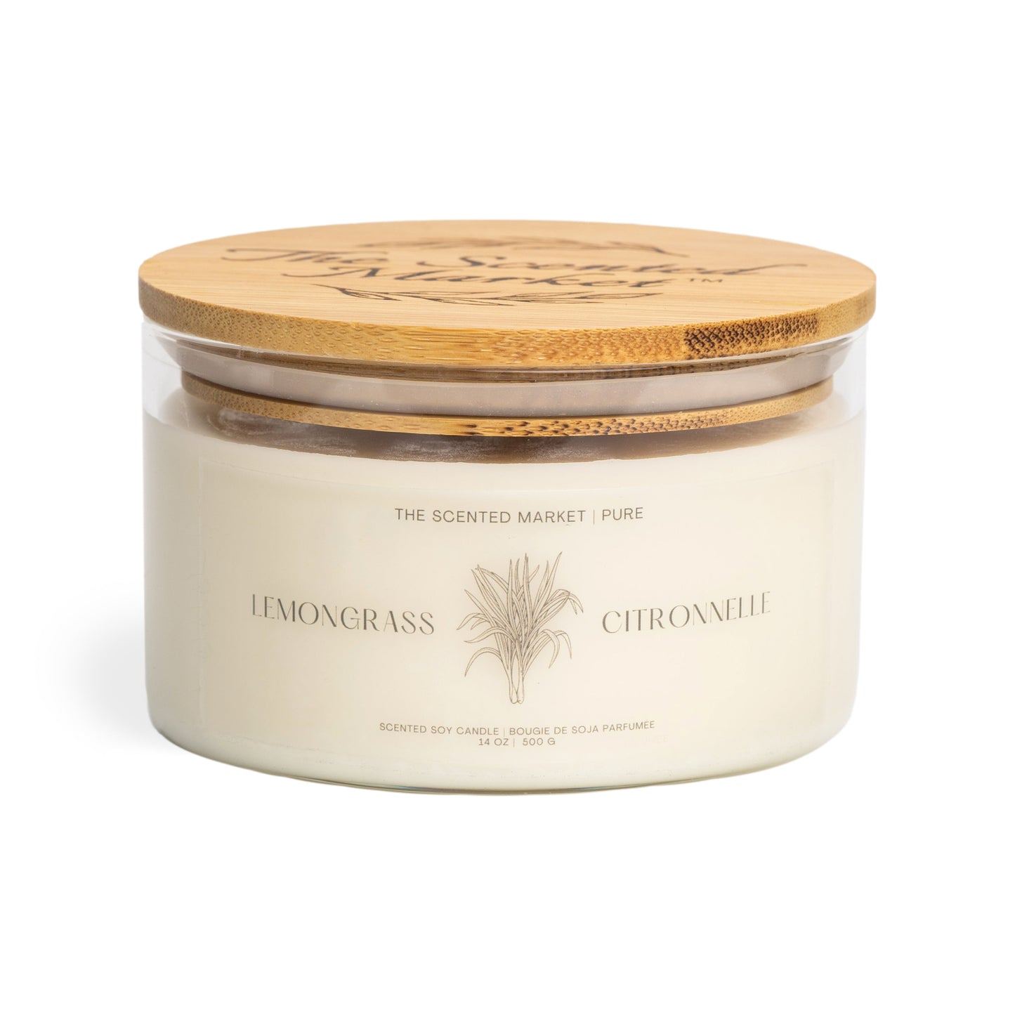 Pure LEMONGRASS Soy Wax Candle 14 oz - The Scented Market