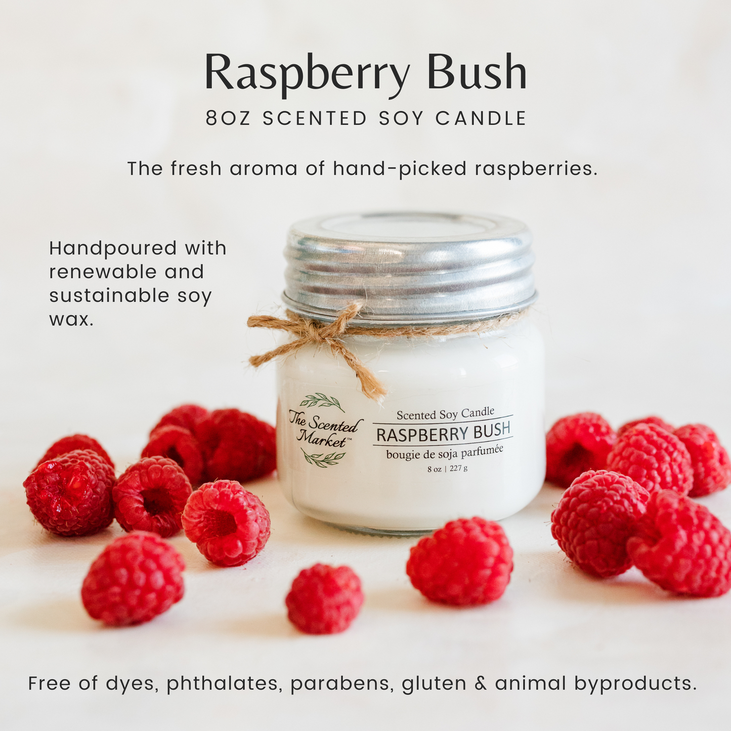RASPBERRY BUSH Soy Wax Candle 8 oz - The Scented Market