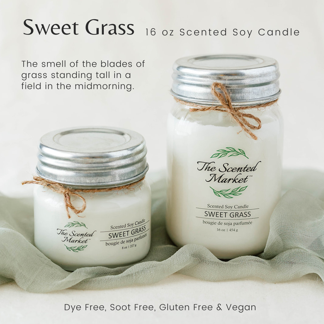 SWEET GRASS Soy Wax Candle 16 oz - The Scented Market Candles
