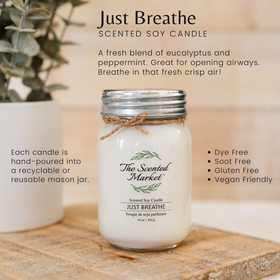 JUST BREATHE Soy Wax Candle 16 oz - The Scented Market