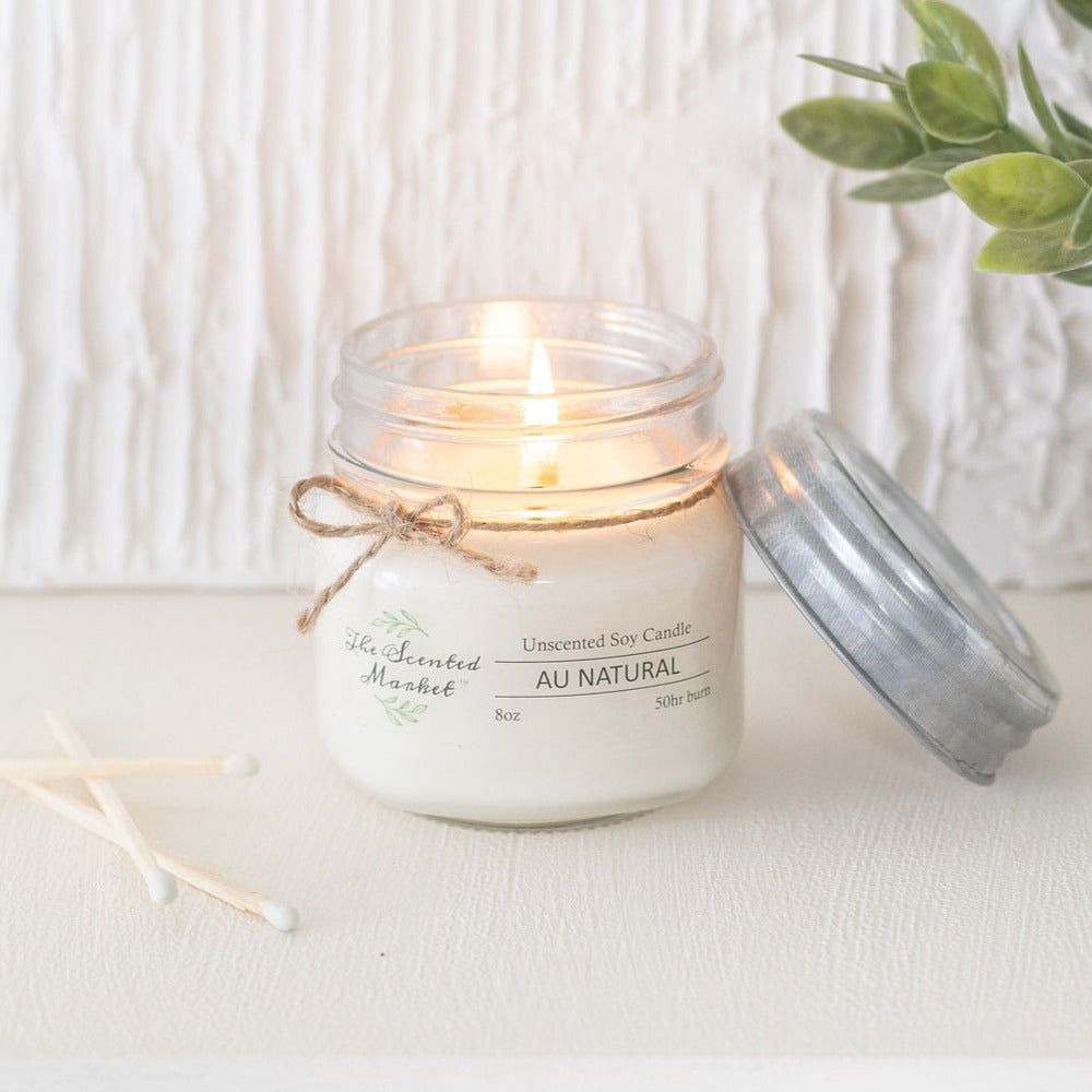 AU NATURAL / SCENT FREE Soy Wax Candle 8 oz - The Scented Market 