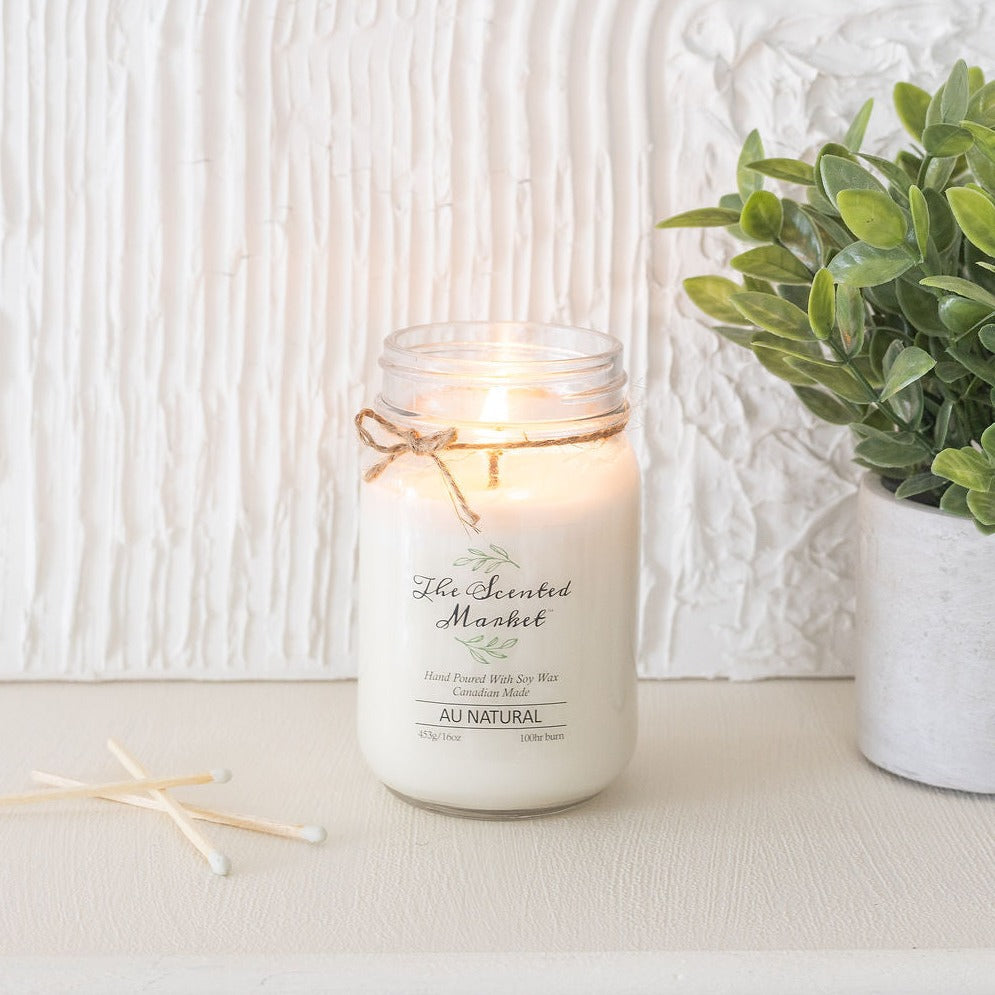 AU NATURAL / SCENT FREE Soy Wax Candle 16 oz - The Scented Market 