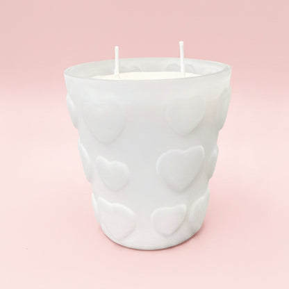 Frosted Heart 2 Wick Soy Candle – Cranberry Peach Vanilla | Valentine’s Day Edition