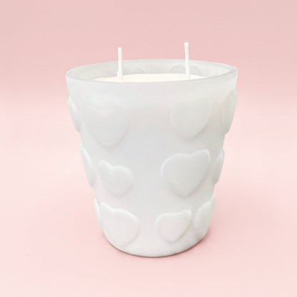 Frosted Heart 2 Wick Soy Candle – Cranberry Peach Vanilla | Valentine’s Day Edition