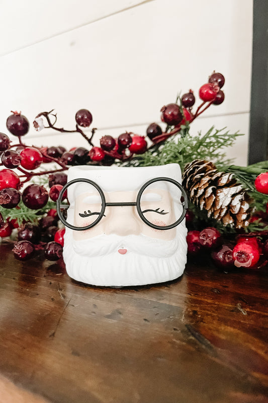 Santa with Glasses Candle – Wintery & Whimsical Scented Décor