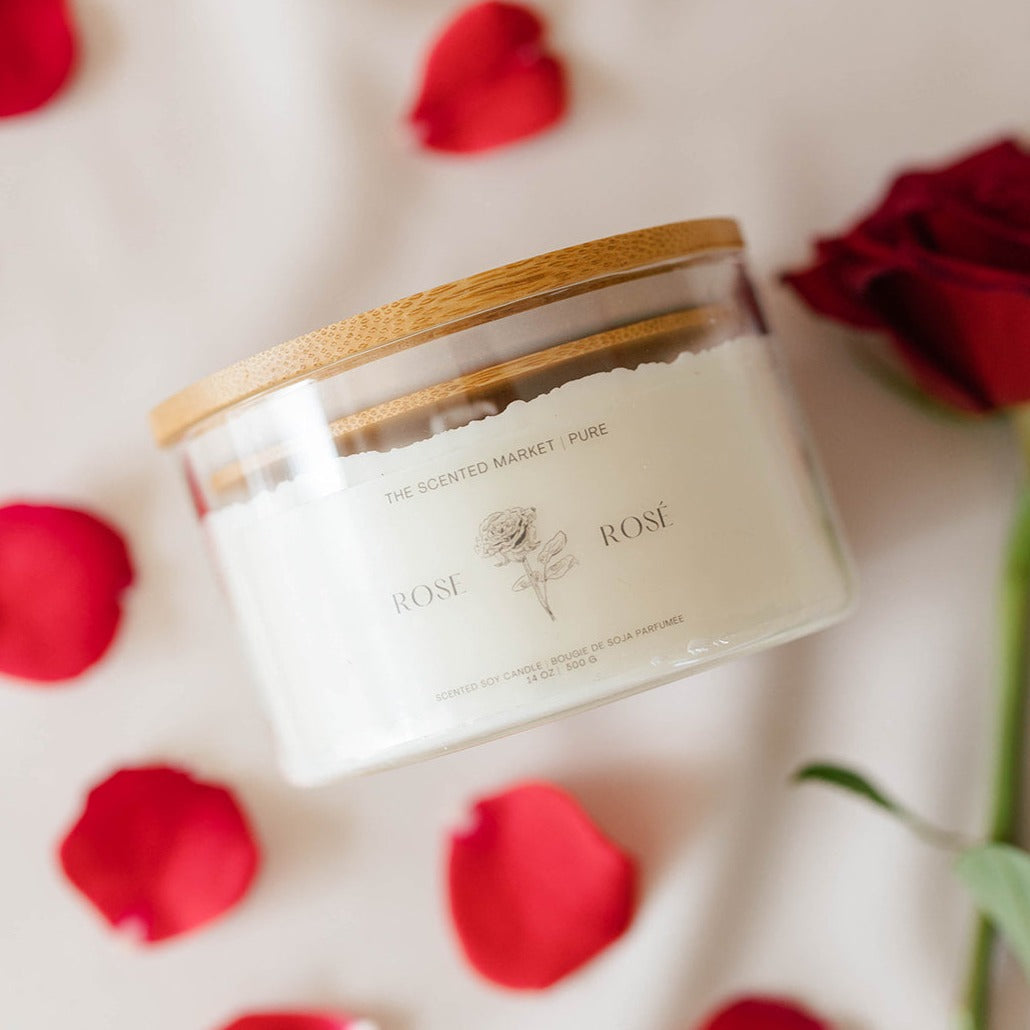 Pure ROSE Soy Wax Candle 14 oz - The Scented Market 