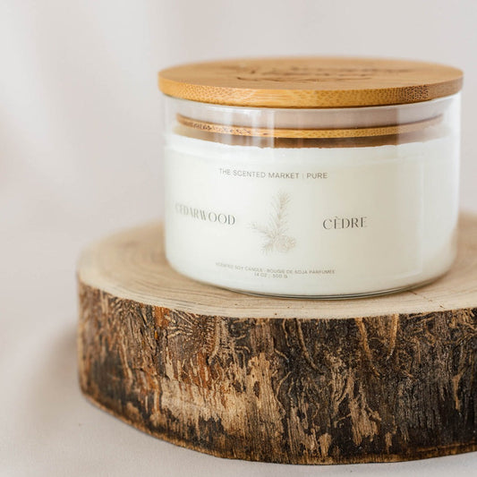 Pure CEDARWOOD Soy Wax Candle 14 oz - The Scented Market 