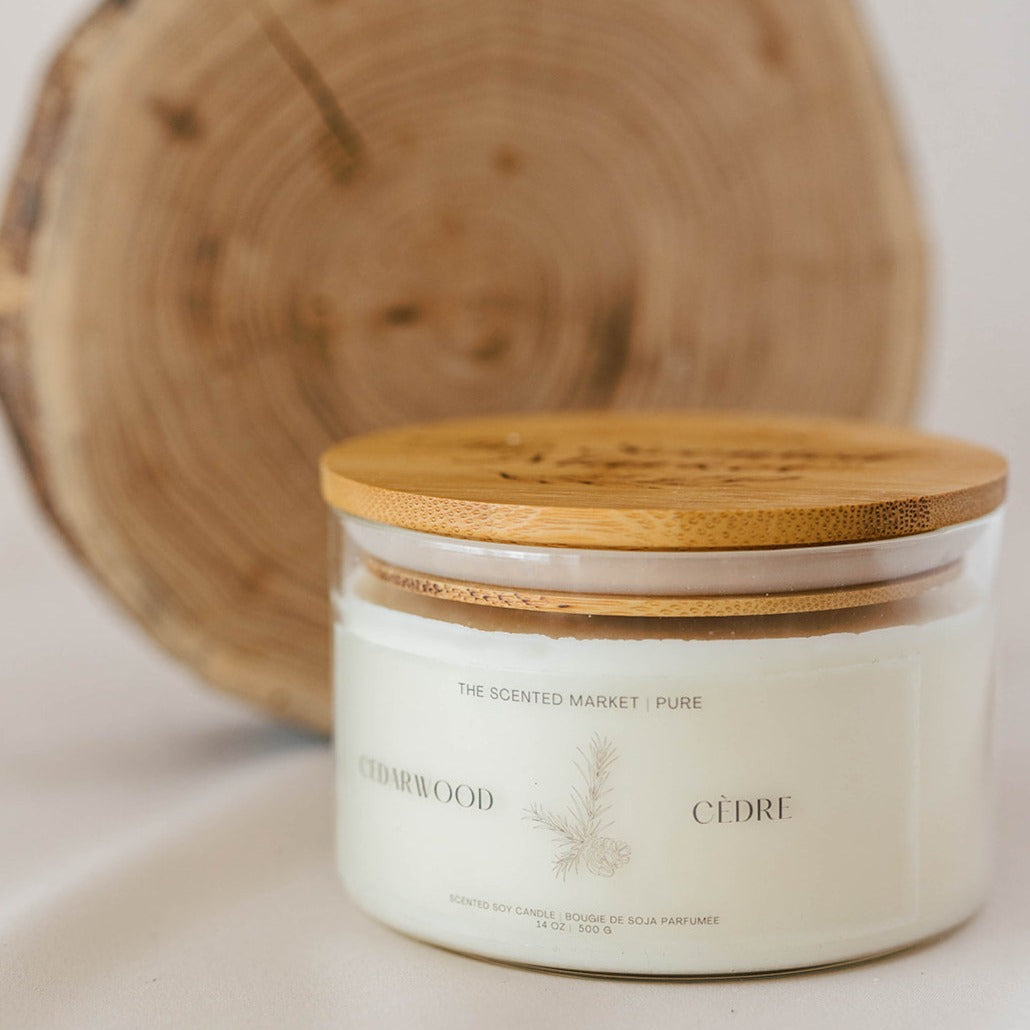 Pure CEDARWOOD Soy Wax Candle 14 oz - The Scented Market 