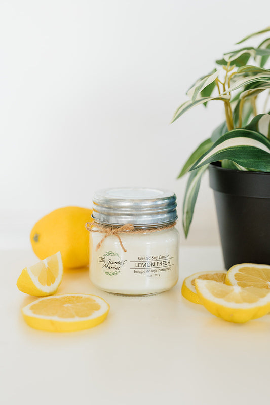 LEMON FRESH Soy Wax Candle 8 oz - The Scented Market 