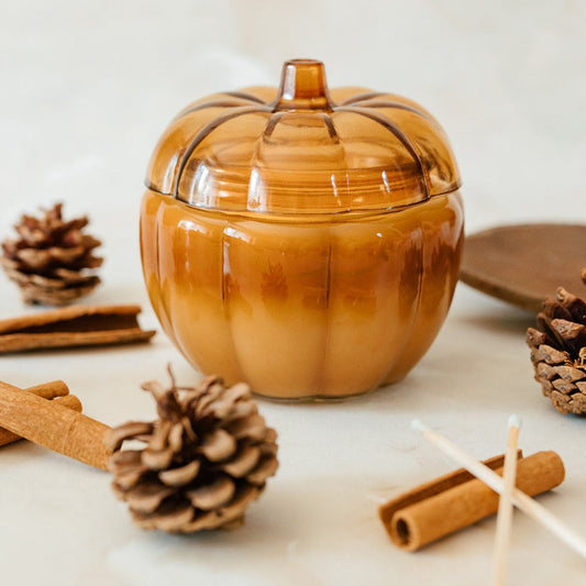 Orange Glass Pumpkin Soy Candle - The Scented Market 