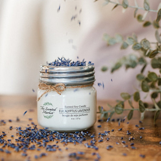 EUCALYPTUS LAVENDER Soy Wax Candle 8 oz - The Scented Market 