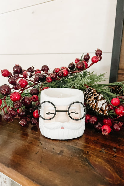 Santa with Glasses Candle – Wintery & Whimsical Scented Décor