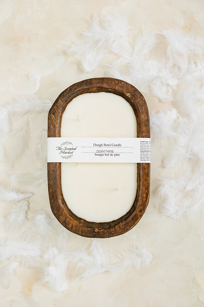 Brown Oval 4 Wick Dough Bowl Soy Candle - CASHMERE