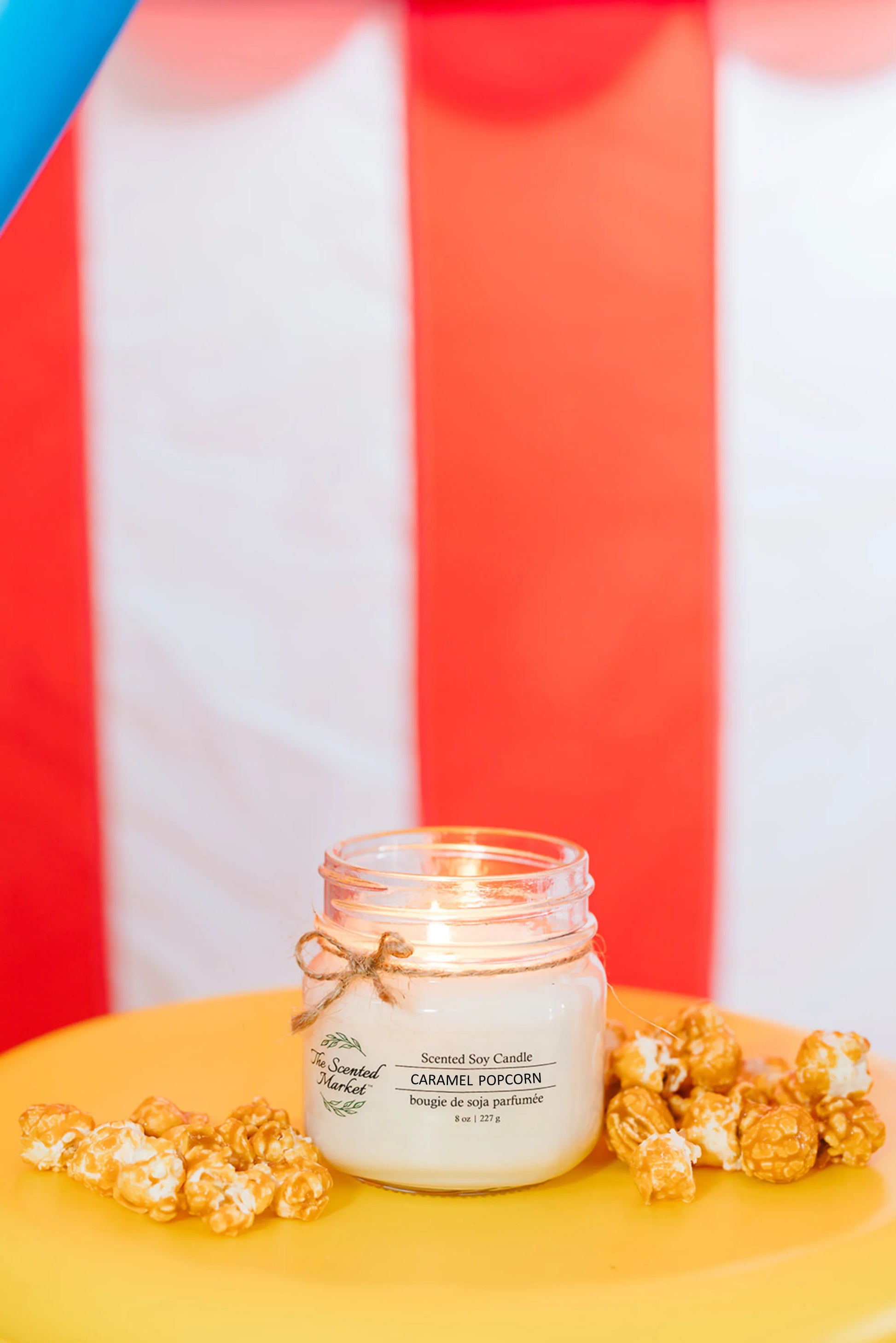 Carnival Caramel Popcorn Soy Wax Candle 8 oz - The Scented Market 