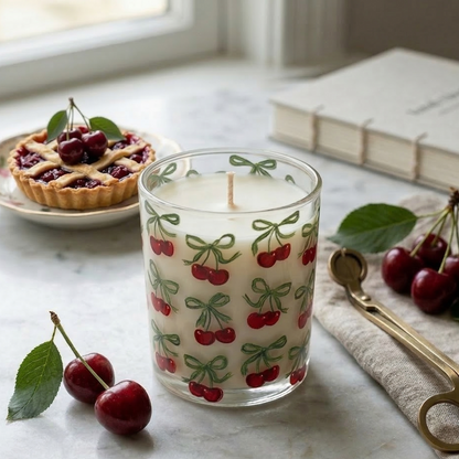 SWEET CHERRY - Cherry Tied Bow Candle 6 oz