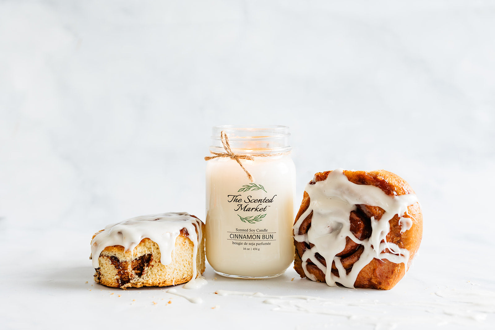 CINNAMON BUN Soy Wax Candle 16oz - The Scented Market  Candles   