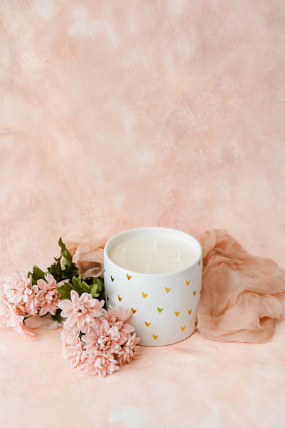 Ceramic Heart Vessel - 4 Wick - The Scented Market     