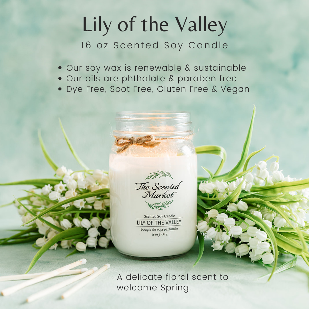 LILY OF THE VALLEY Soy Wax Candle 16 oz - The Scented Market 