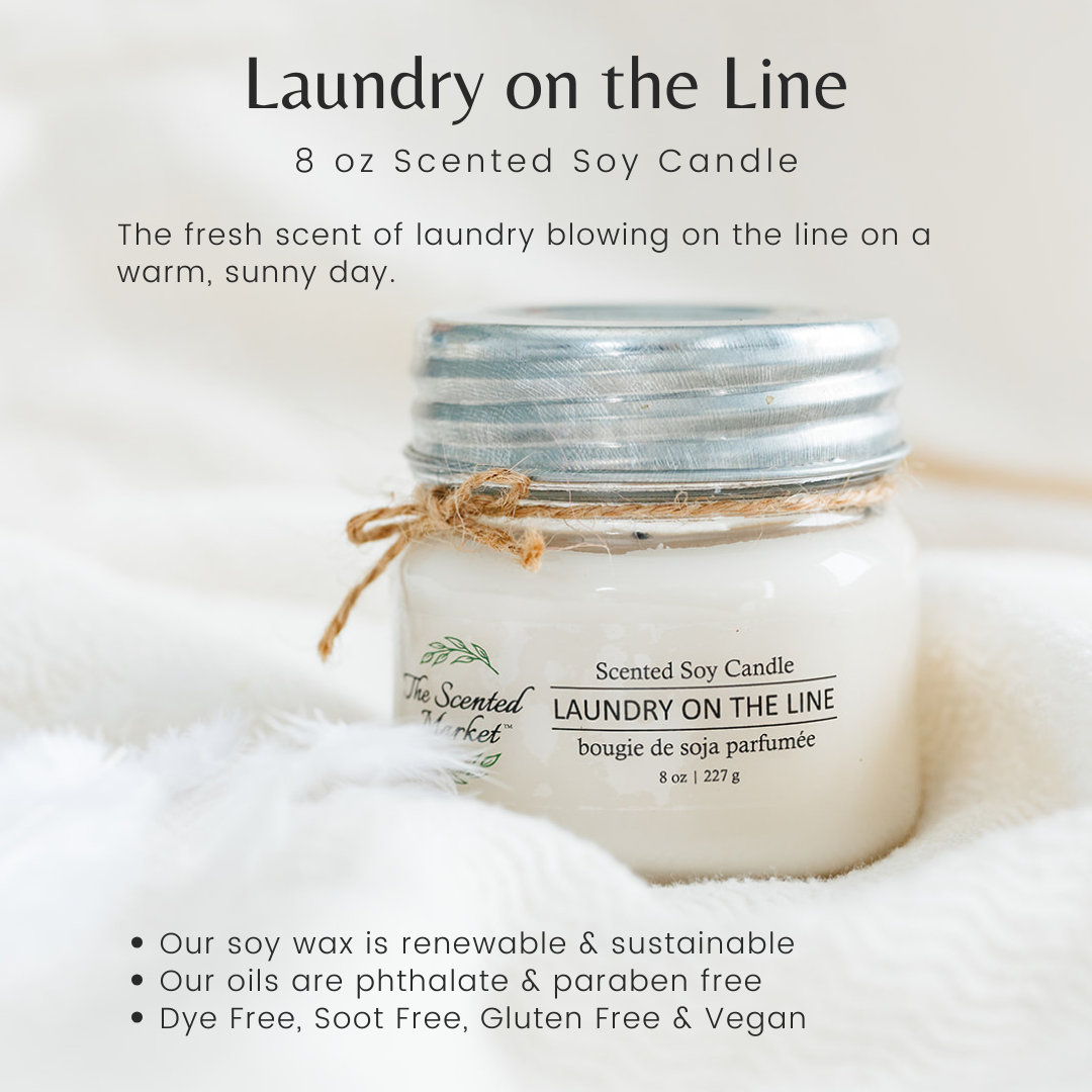 LAUNDRY ON THE LINE Soy Wax Candle 8 oz - The Scented Market 