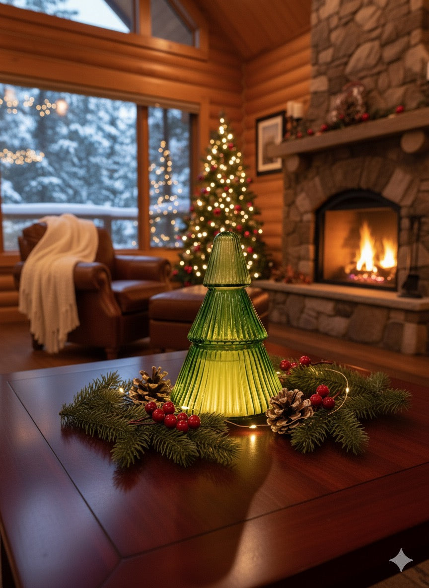 Green Glass Christmas Tree Soy Wax Candle 14 oz - O'CHRISTMAS TREE - The Scented Market  Candles   