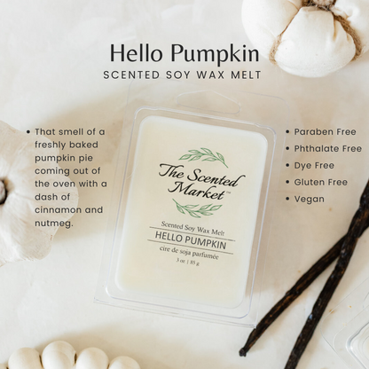 HELLO PUMPKIN Soy Wax Melt - The Scented Market  Wax Tarts   