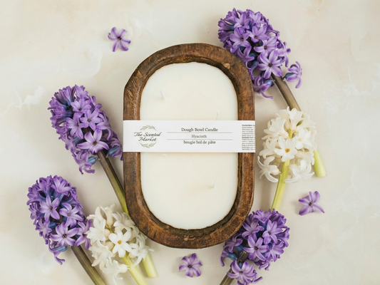 Brown Oval 4 Wick Dough Bowl Soy Candle- HYACINTH