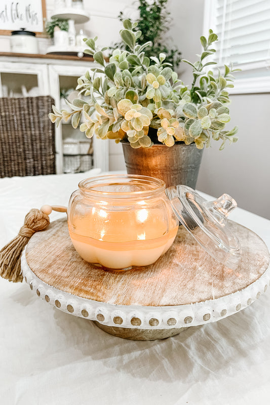 Glass Pumpkin Soy Candle – Pumpkin Spice Cake Scent
