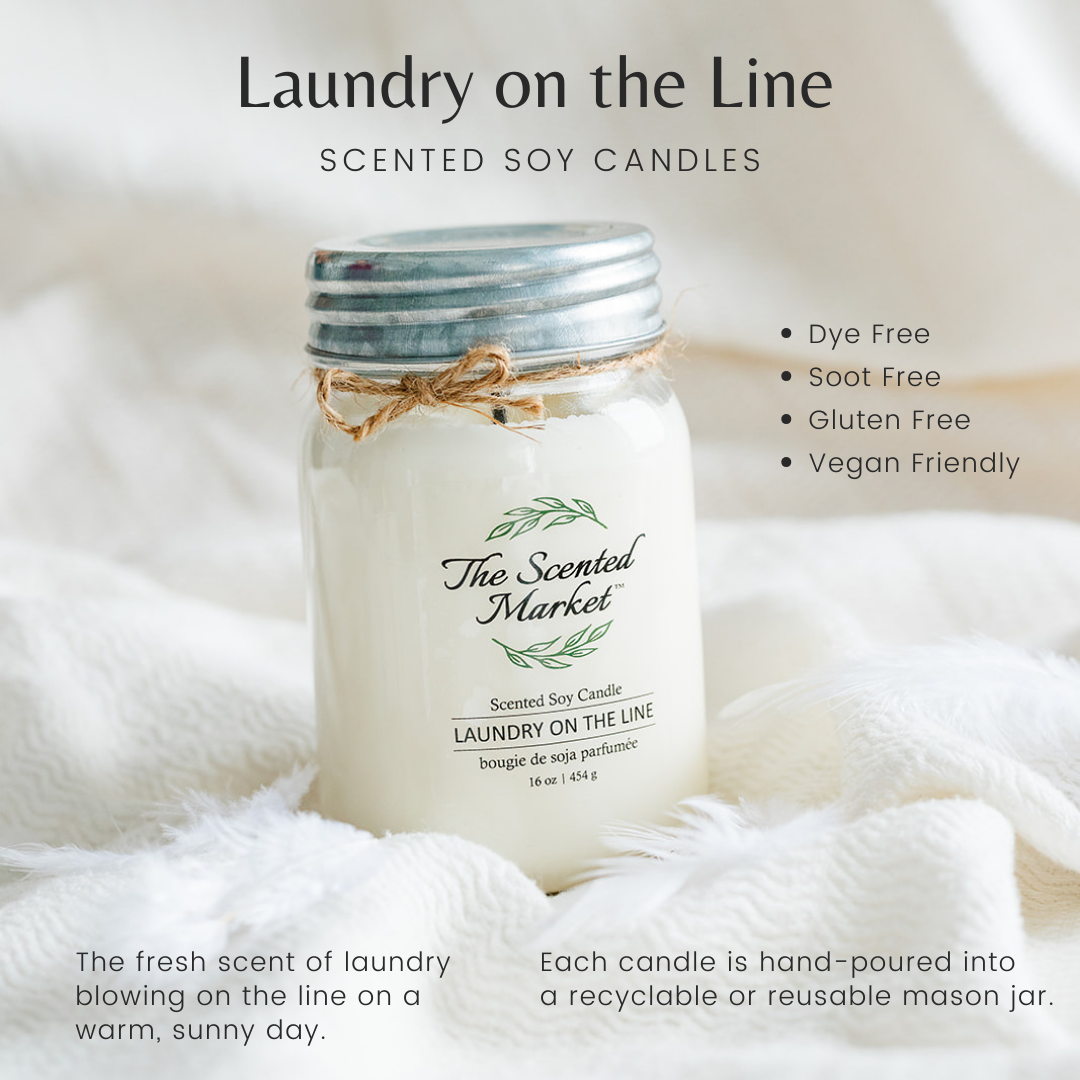 LAUNDRY ON THE LINE Soy Wax Candle 16 oz - The Scented Market 