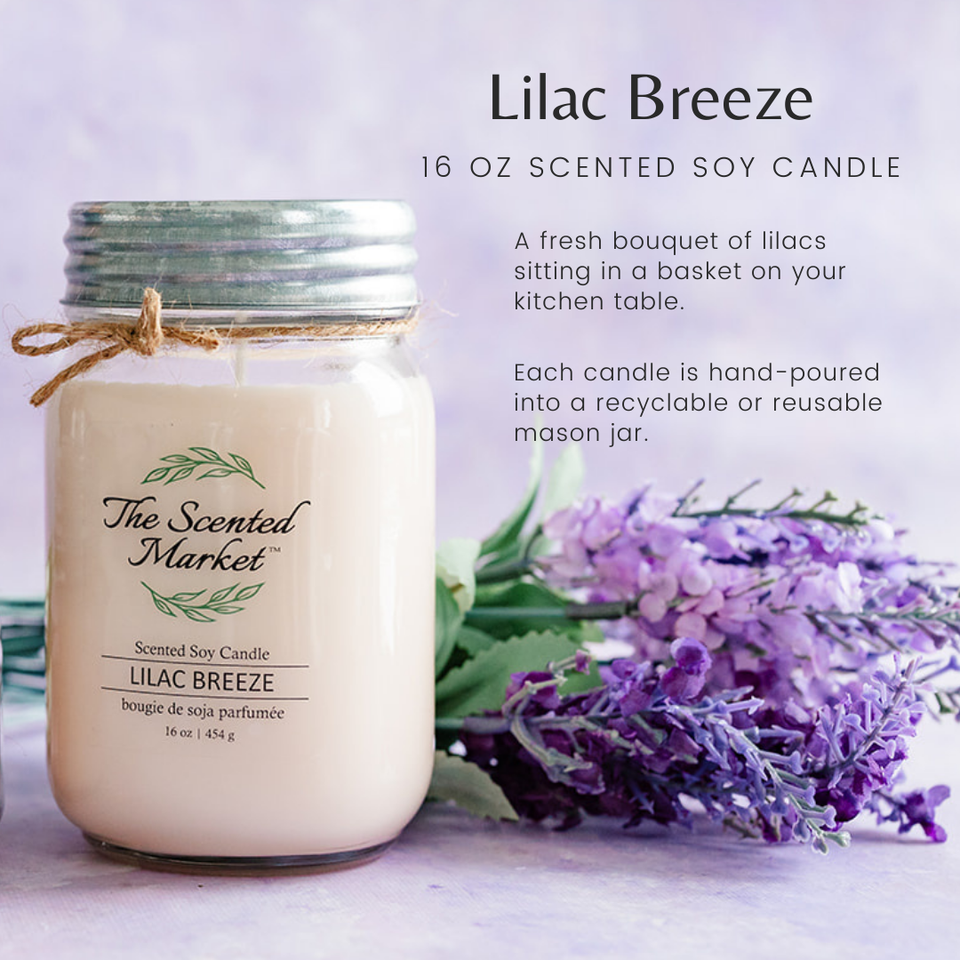 LILAC BREEZE Soy Wax Candle 16 oz - The Scented Market 
