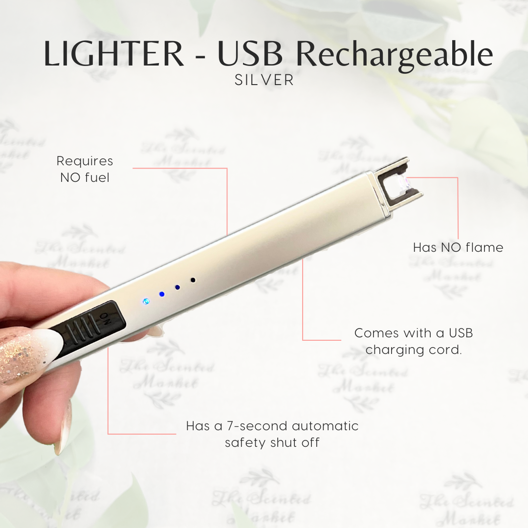 LIGHTER - USB Rechargeable Silver - The Scented Market  Lighters & Matches   