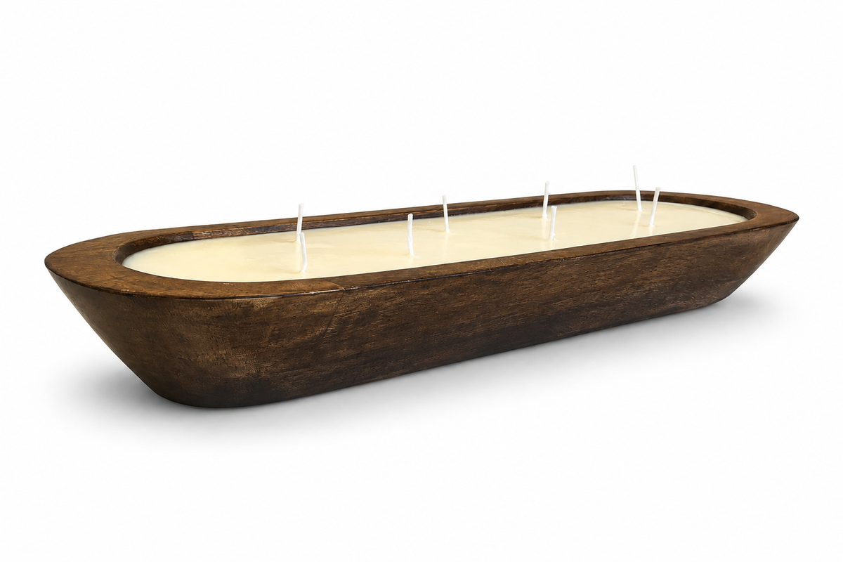 APPLE CRUMBLE Long Dough Bowl Soy Candle | Scented Wooden Bowl Candle