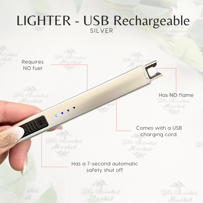 LIGHTER - USB Rechargeable Silver - The Scented Market 