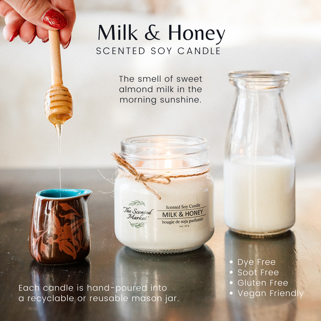 MILK & HONEY Soy Wax Candle 8 oz - The Scented Market 