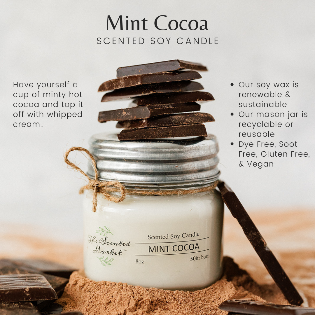 MINT COCOA Soy Wax Candle 8 oz - The Scented Market 