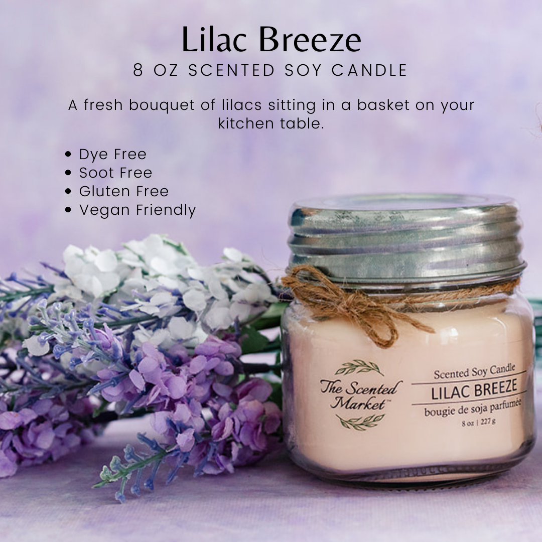 LILAC BREEZE Soy Wax Candle 8 oz - The Scented Market 