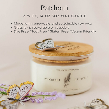 Pure PATCHOULI Soy Wax Candle 14 oz - The Scented Market 