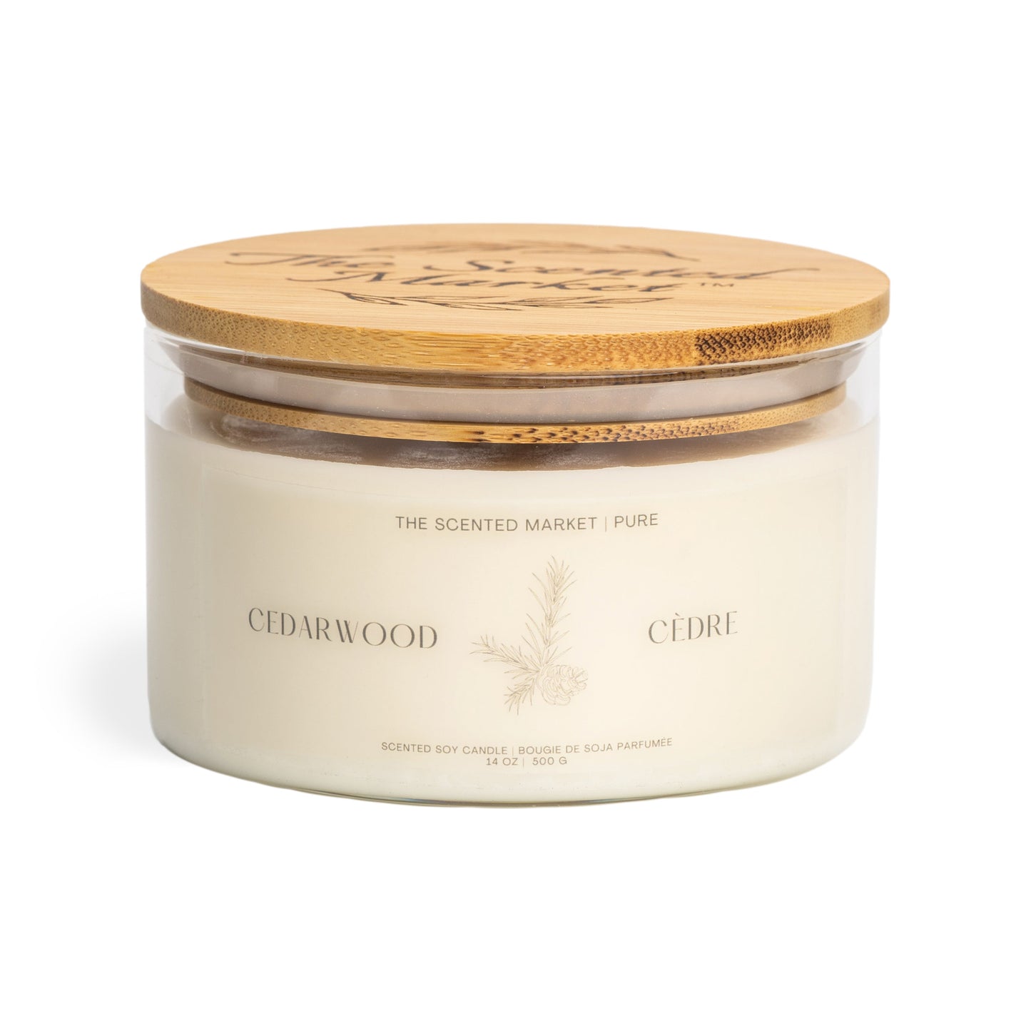 Pure CEDARWOOD Soy Wax Candle 14 oz - The Scented Market 