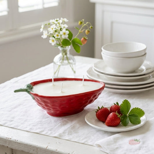 STRAWBERRY Bowl 3 Wick Soy Wax Candle | 14oz