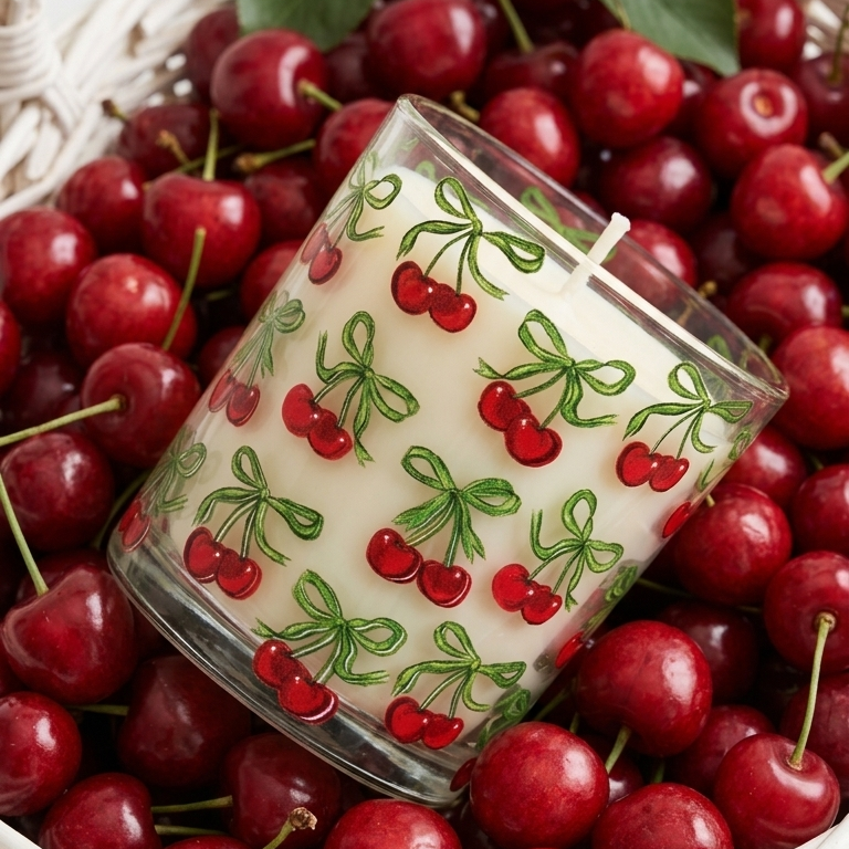 SWEET CHERRY - Cherry Tied Bow Candle 6 oz